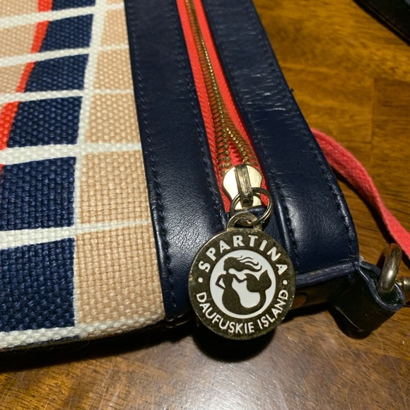 Spartina Daufuskie Island Purse, leather & canvas, 14x8, shoulder strap - Picture 10 of 10